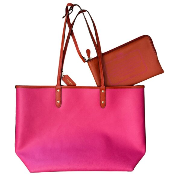 Coach Reversible City Tote Orange/Fuchsia - Picture 3 of 16